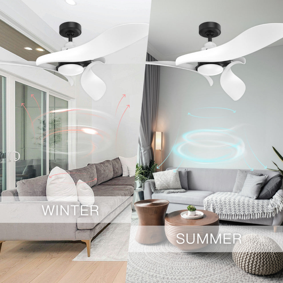 54 in. Indoor White Modern Ceiling Fan with Light