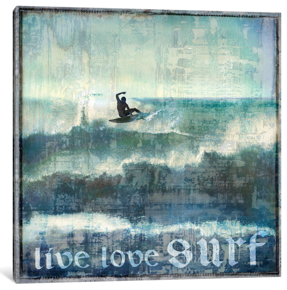 "Live Love Surf" by Charlie Carter, Canvas Print, 12"x12"