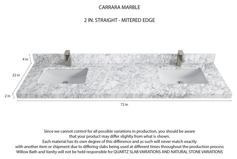 Sonoma 72 Double Sink Reeded Bath Vanity in Black 2" Carrara Marble