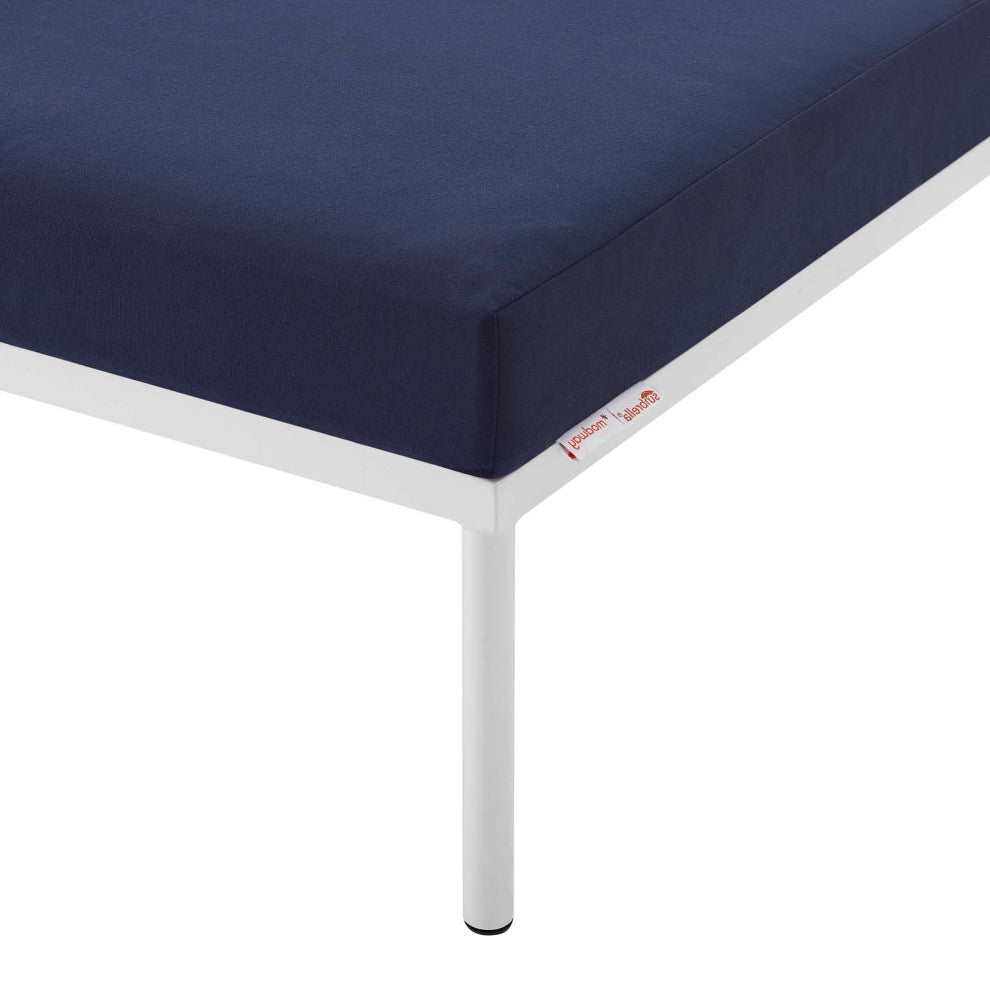 Sofa Middle Chair, Sunbrella, Aluminum, Metal, Blue Navy, Modern, Outdoor Patio