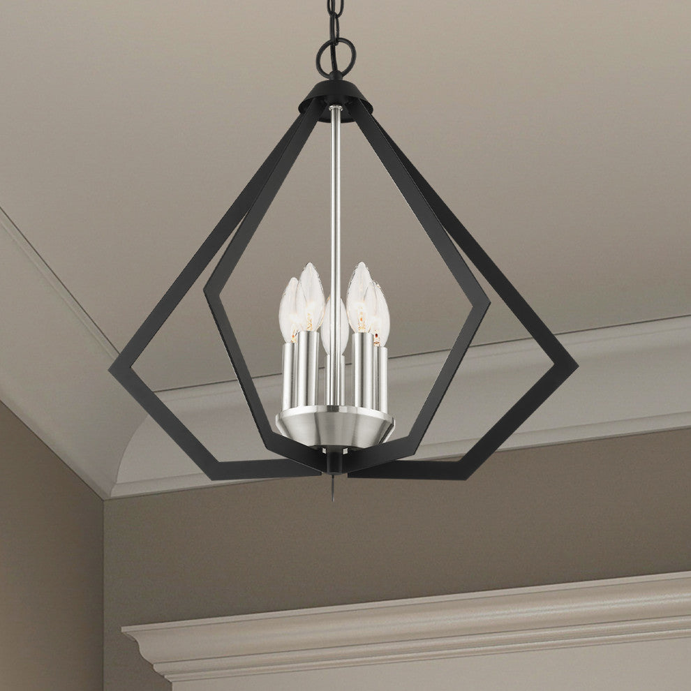 Livex Lighting Prism 5 Light Black With Brushed Nickel Cluster Chandelier
