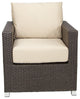 Venice Club Chair With Sunbrella Cushions, Espresso Brown, Canvas Jockey Red