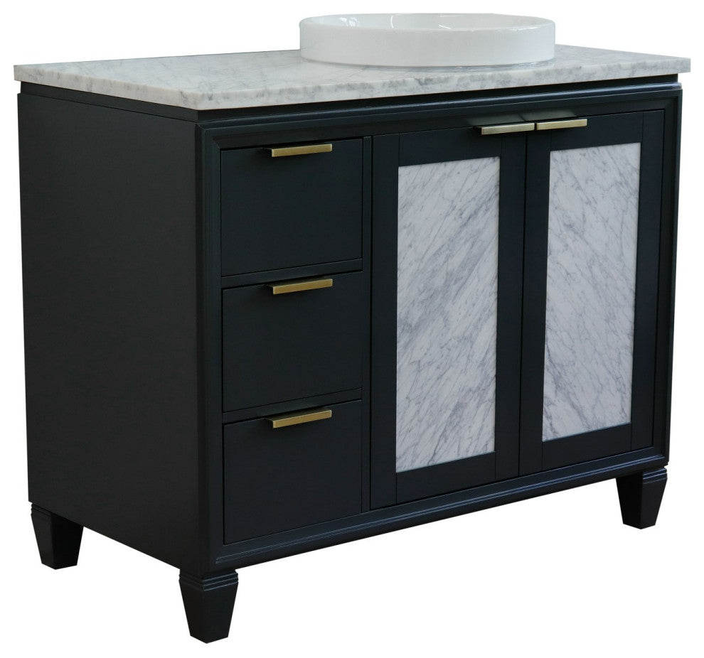 43" Single Vanity, Dark Gray Finish With White Carrara