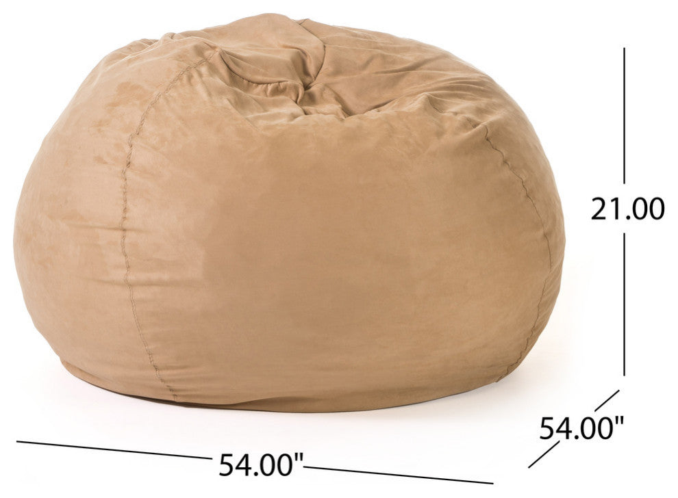 GDF Studio Waldo Faux Suede 5 Foot Bean Bag, Tan