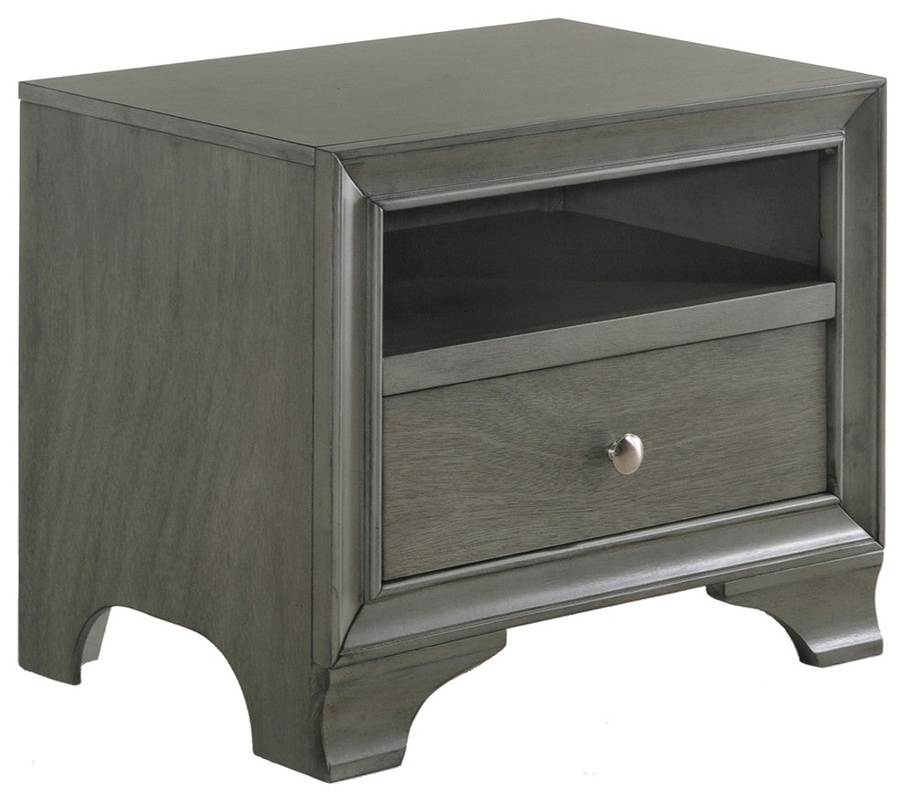 Brandon Collection 1-Drawer Nightstand, Gray Oak