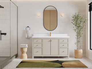 Chicago 60" Single Sink Bathroom Vanity, Fine Grain 2" White Quartz
