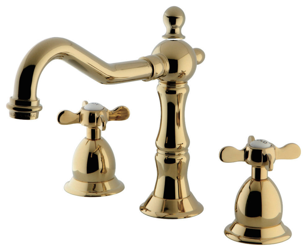 Widespread Bathroom Faucet, Brass Pop-Up, Polished Brass