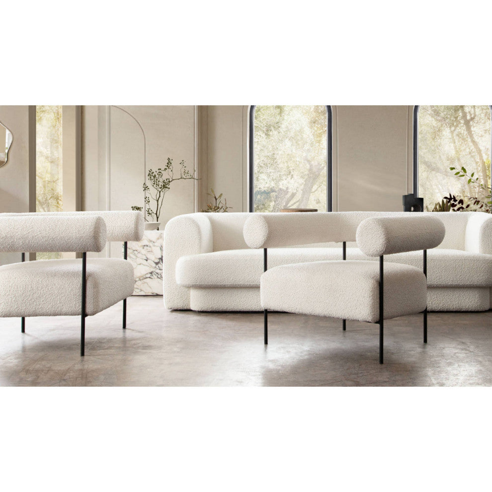 District Accent Chair in Ivory Boucle Fabric by Diamond Sofa