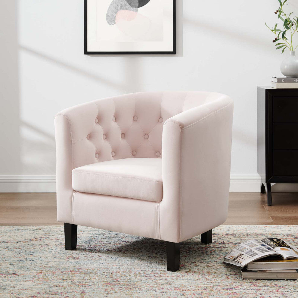 Armchair Accent Chair, Velvet, Pink, Modern, Living Lounge Hotel Hospitality