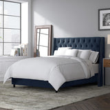 Williams California King Nail Button Tufted Wingback Bed, Mystere Eclipse