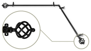 Twist Corner Window Curtain Rod, Black, 120"-170"