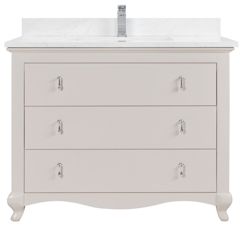 Legion Furniture WS2512 Series Bathroom Sink Vanity, Dreamy White, 42", Artificial Stone Top, Single Sink
