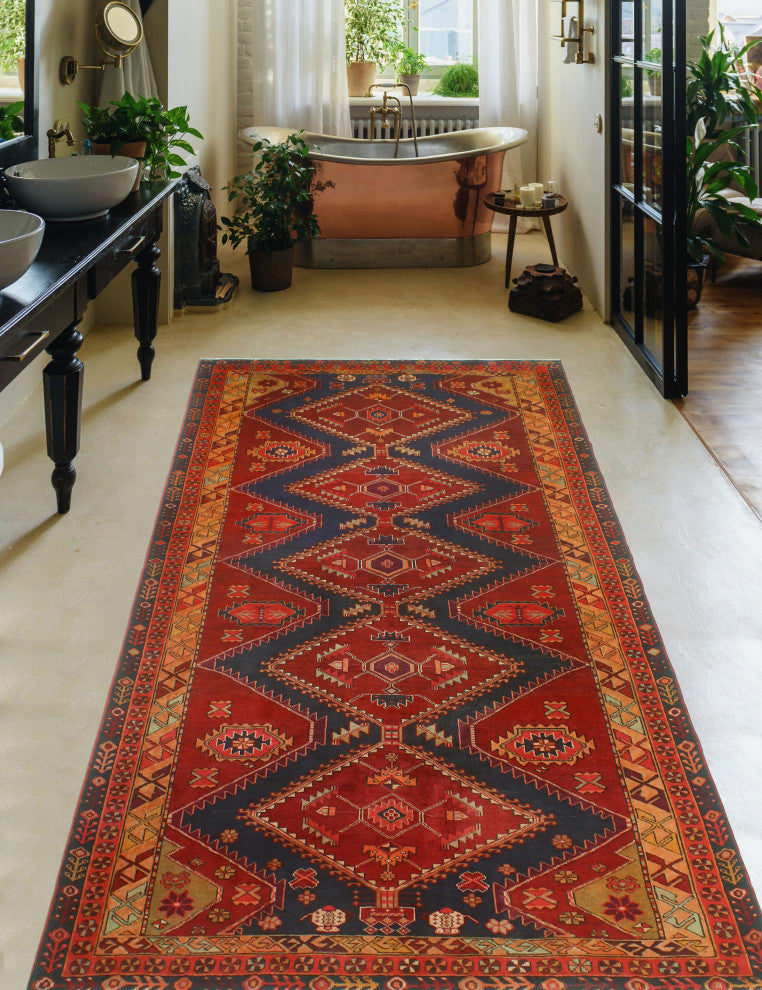 Fine Vintage Distressed Alerick Burgundy/Charcoal Runner, 5'3x10'2