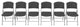 Set of 6 Folding Chair, Indoor or Outdoor Use, Metal Frame & Curved Seat, Grey