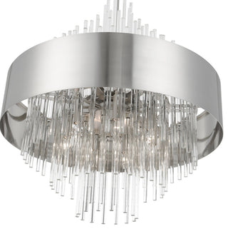 14 Light Brushed Nickel Large Pendant Chandelier