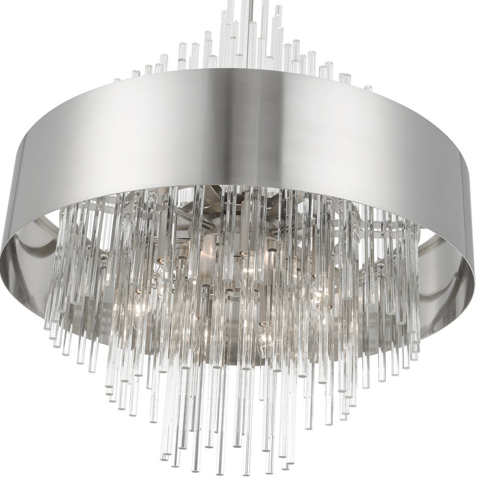 14 Light Brushed Nickel Large Pendant Chandelier