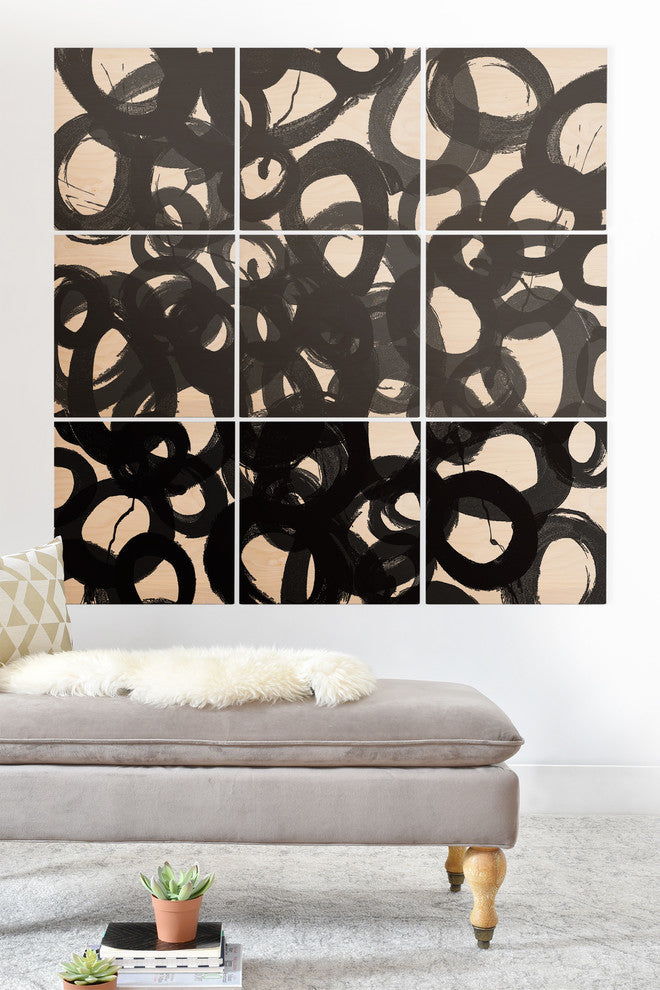 Deny Designs Kent Youngstrom Black Circles Wood Wall Mural, 3'x3'