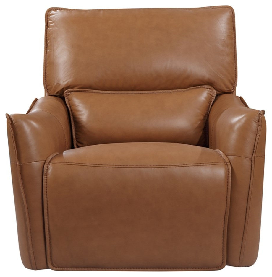Bowery Hill Modern Geuine Leather Glider Recliner in Desert Brown