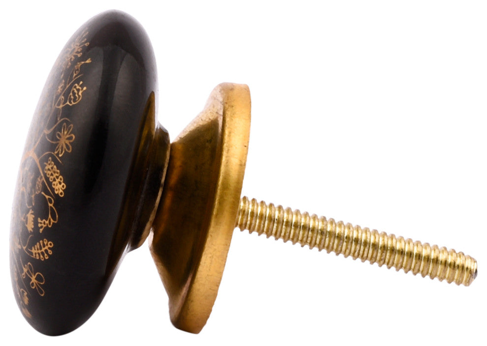 Set of Four Gold and Black Ceramic Knobs