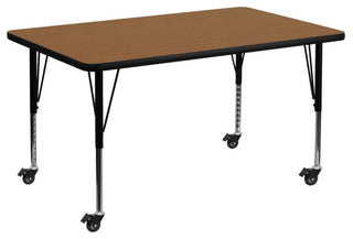 Mobile 36'W x 72'L Oak Thermal Activity Table - Height Adjustable Short Legs