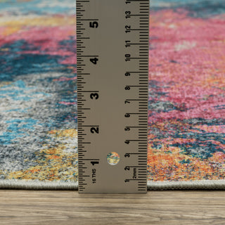 Sasha Abstract Impressions Machine Washable Multi-colored Area Rug Mat 5' x 7'