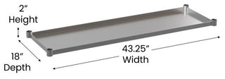 Galvanized Under Shelf for Prep and Work Tables, Stainless Steel, 24" X 48"