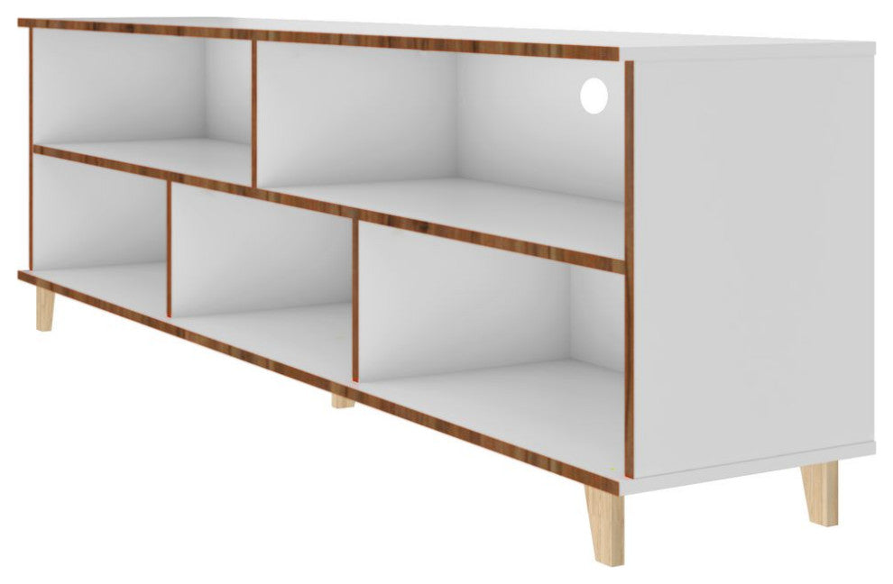 Warren 71" TV Stand, White and Oak