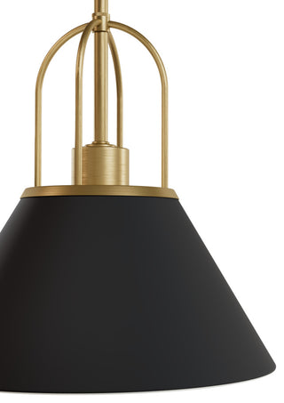 Carrington Isle Flat Matte Black and Luxe Gold 1 Light Pendant