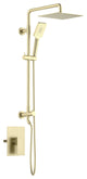 Cube 2-Function Shower Column, Rough, Valve, Brushed Gold