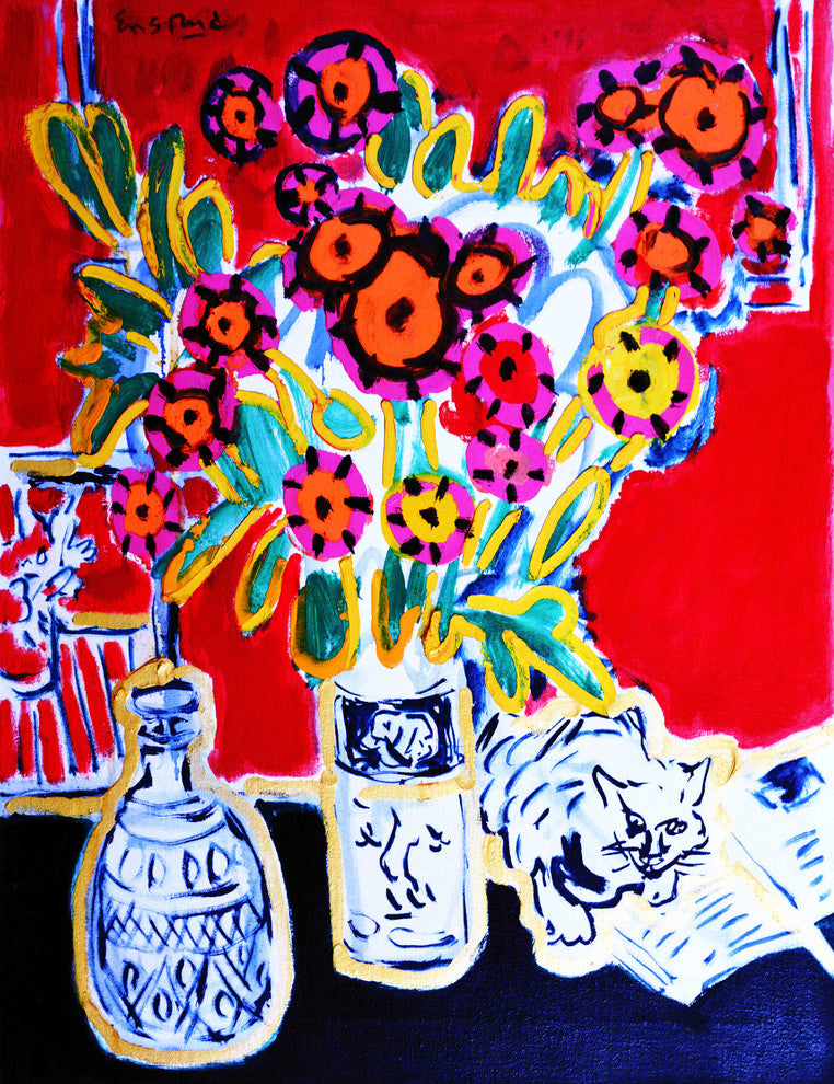 "Happy Cat" Print on Canvas by Wayne Ensrud