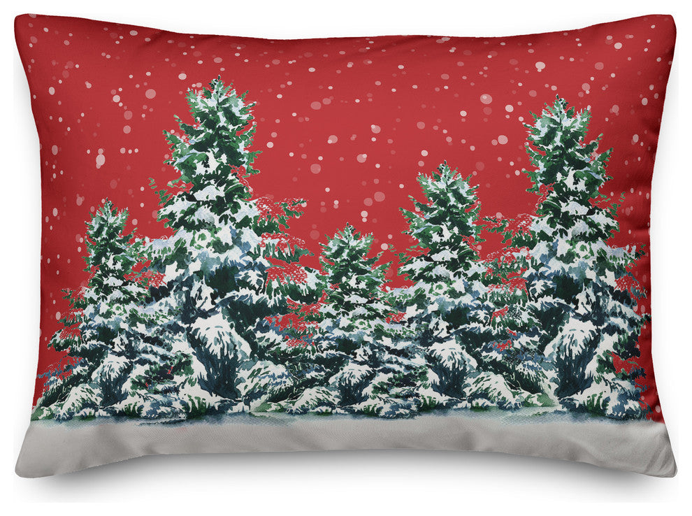 Snowy Trees 14"x20" Throw Pillow