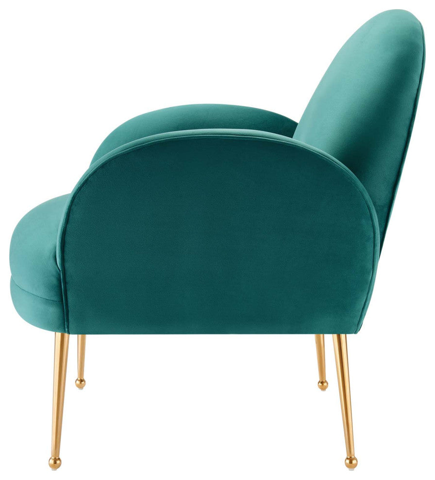 Armchair Accent Chair, Teal Blue, Velvet, Modern, Mid Century Hotel Lounge Cafe