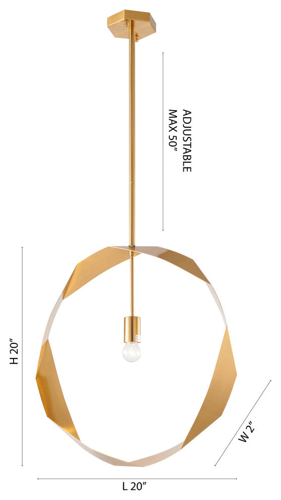 Bethel International LA40C20BR 1-Light Pendant, Antique Brass