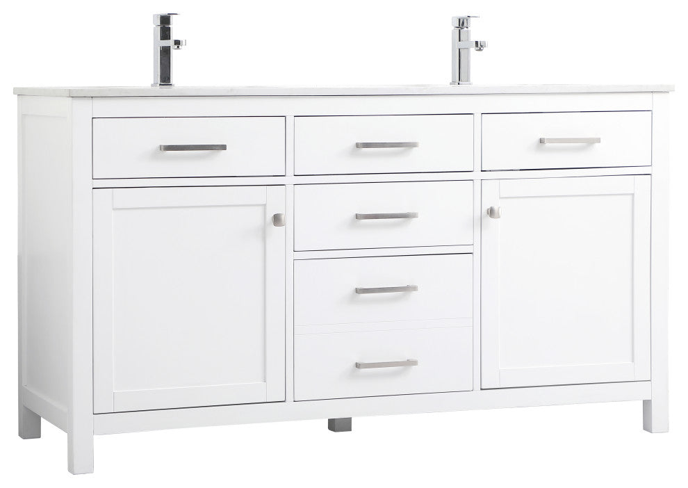 60" Double Bathroom Vanity, White