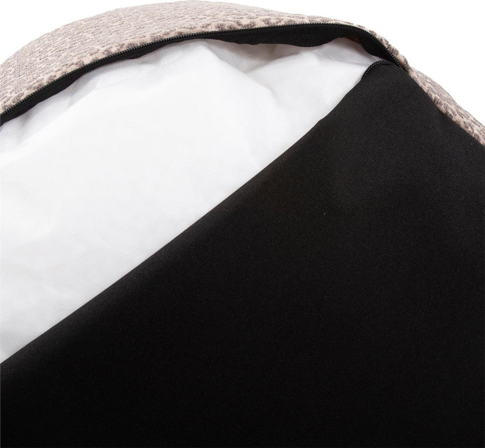 Elegant Lynx Taupe Pouf, Round Foot Stool