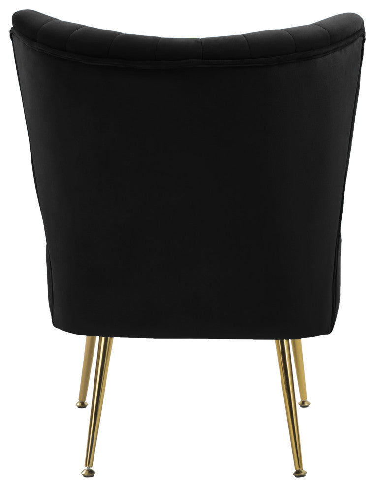 Tess Channel Tufted Velvet Upholstered Accent Chair, Black