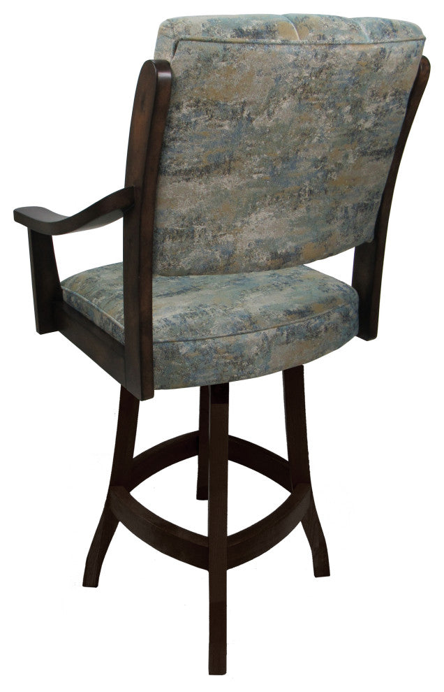 Swivel Counter Wood Bar Stool Casa on S-Base, Poet Sky on Brown, 26"