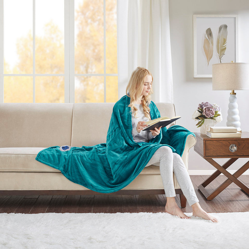 Beautyrest Heated Plush Plush Heated Throw, Teal