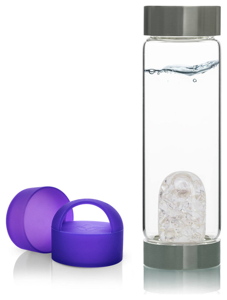 Water Bottle, VitaJuwel ViA Gemwater Bottle, Purple Loop Caps, Diamonds