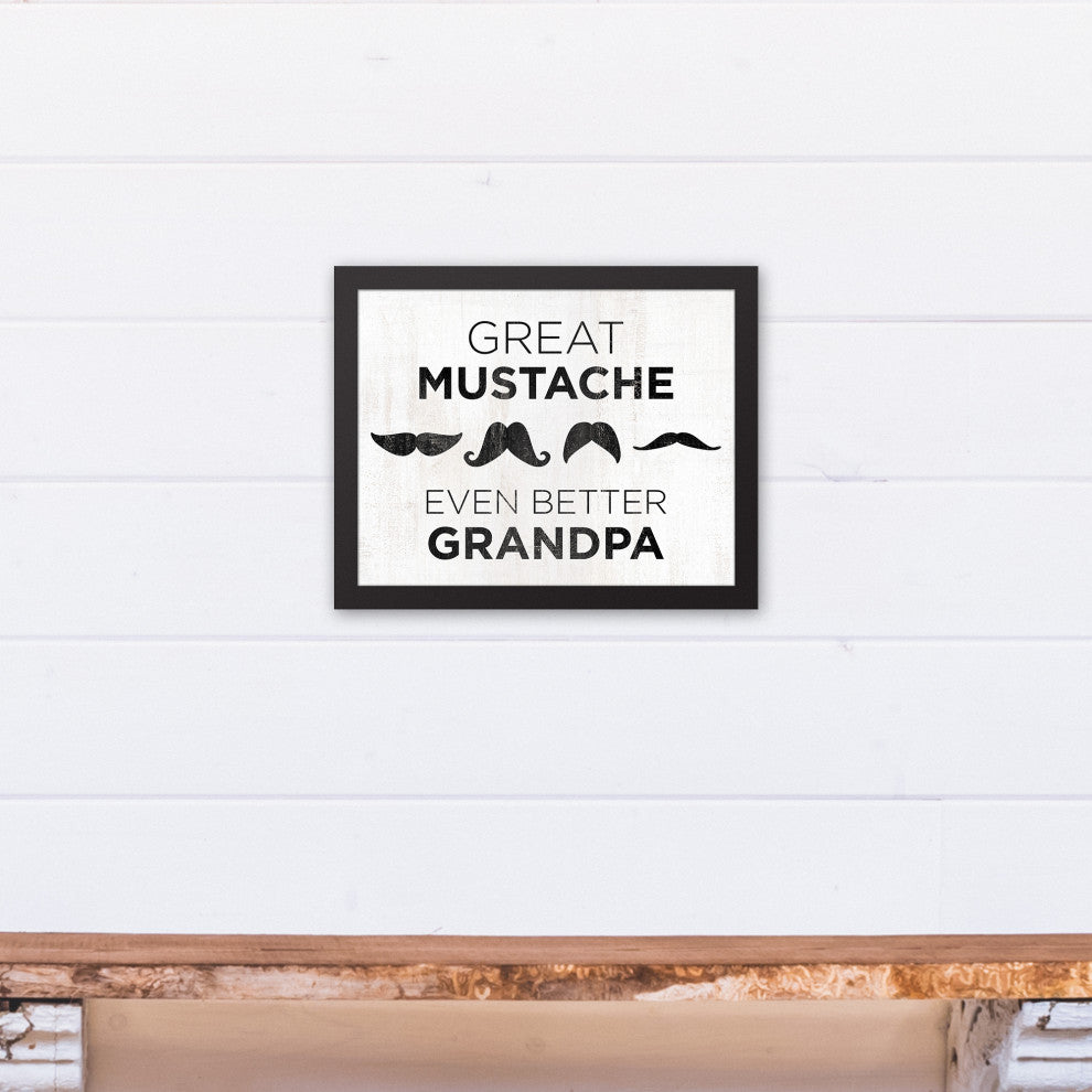Great Mustache Grandpa 14x11 Black Framed Canvas