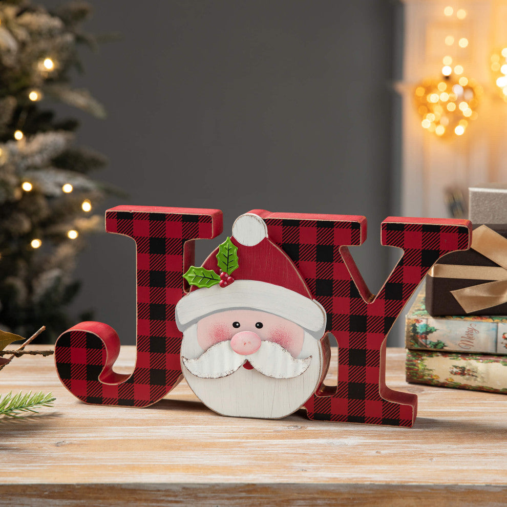 Wooden Christmas Centerpiece Table Decor, "Joy "