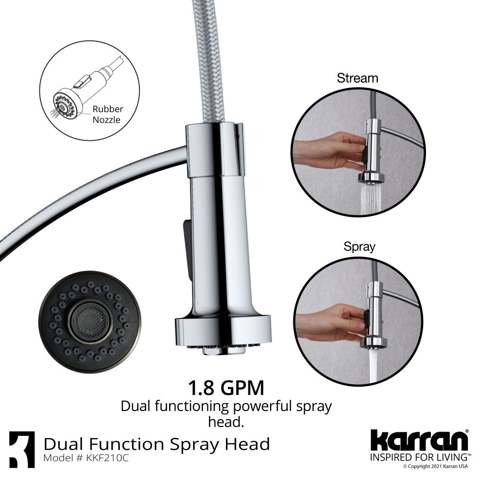 Karran Single-Handle Pull-Down Sprayer Kitchen Faucet, Chrome