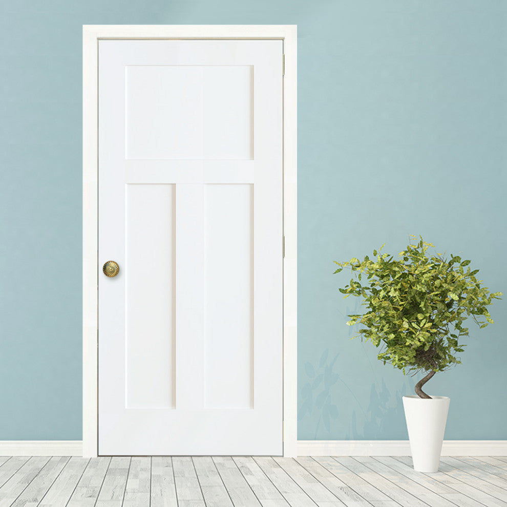 1+2 Panel Kimberly Bay Door, Interior Slab Shaker, White , 80"x28"x1.375"