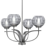 Cavella 4-Light Chandelier, Graphite, 6" Smoke Ribbed Glass