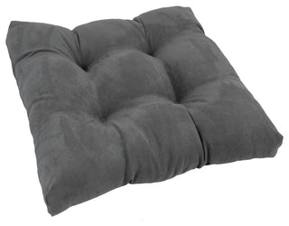 19" Squared Microsuede Tufted Dining Chair Cushion, Steel Gray