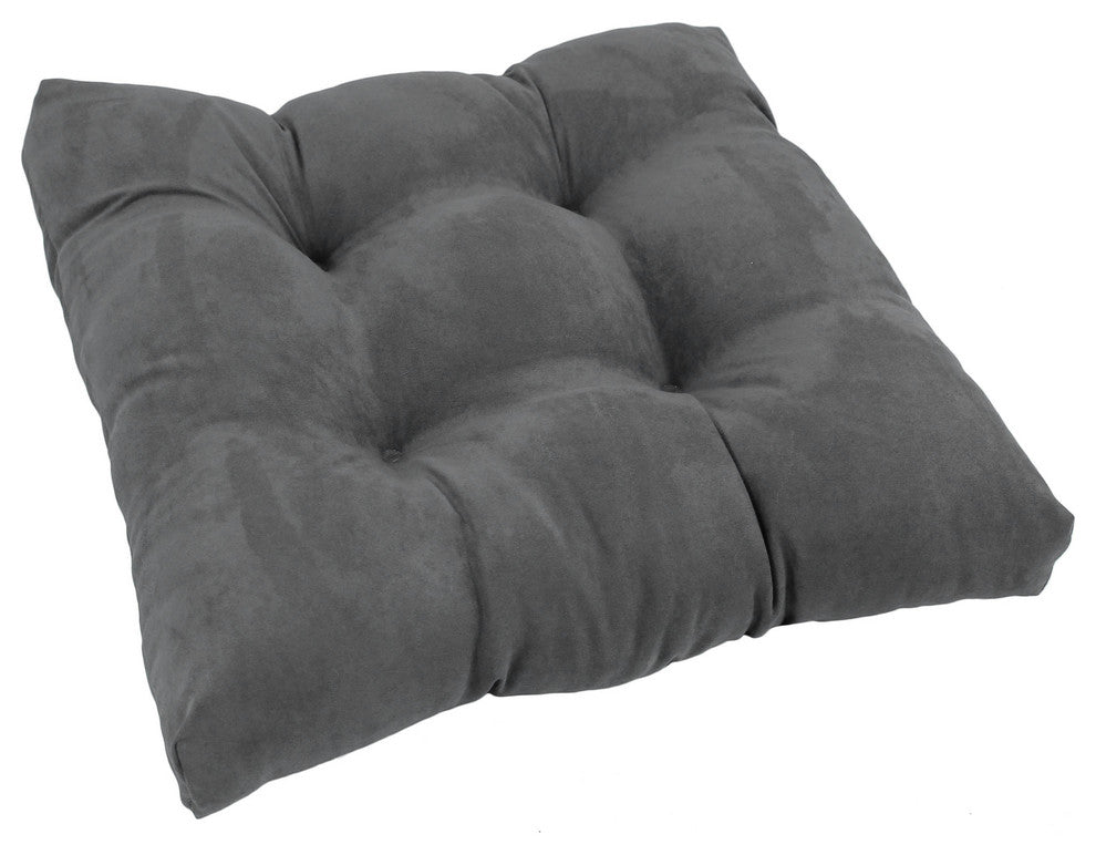 19" Squared Microsuede Tufted Dining Chair Cushion, Steel Gray