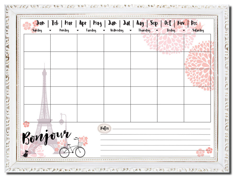 R2H Methods 'Bonjour' Dry Erase Monthly Calendar on ArtPlexi, 16"x20"