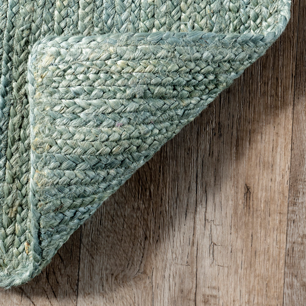 Nuloom Rigo Hand Woven Farmhouse Jute Rug, Green 9' x 12'
