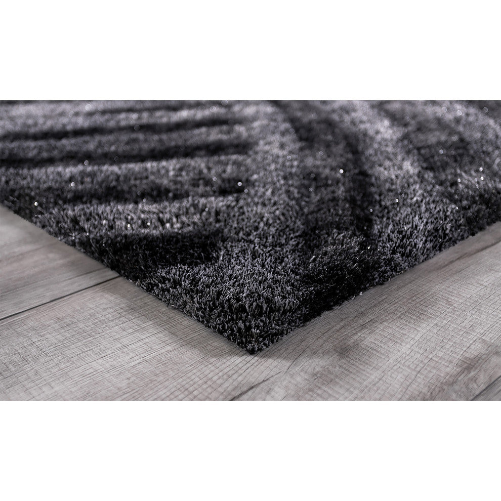 5 x 7 Dark Gray Geometric Illusion Area Rug