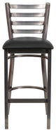 Hercules Series Clear Coated Ladder Back Metal Barstool, Black, Clear